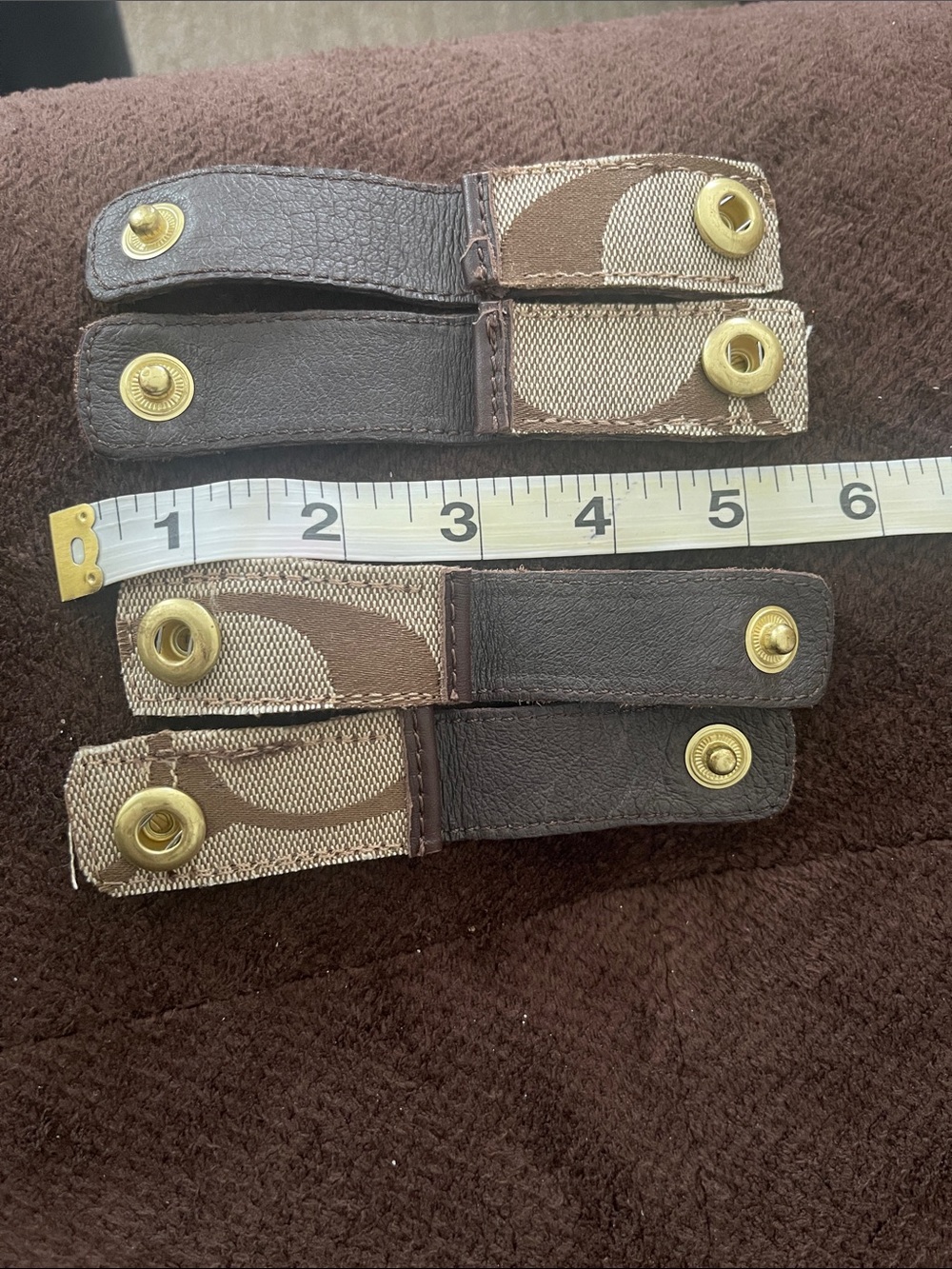 Coach Dark Brown Leather Snap Strap Set Brass Buttons repurposed from coach boot - Picture 2 of 4